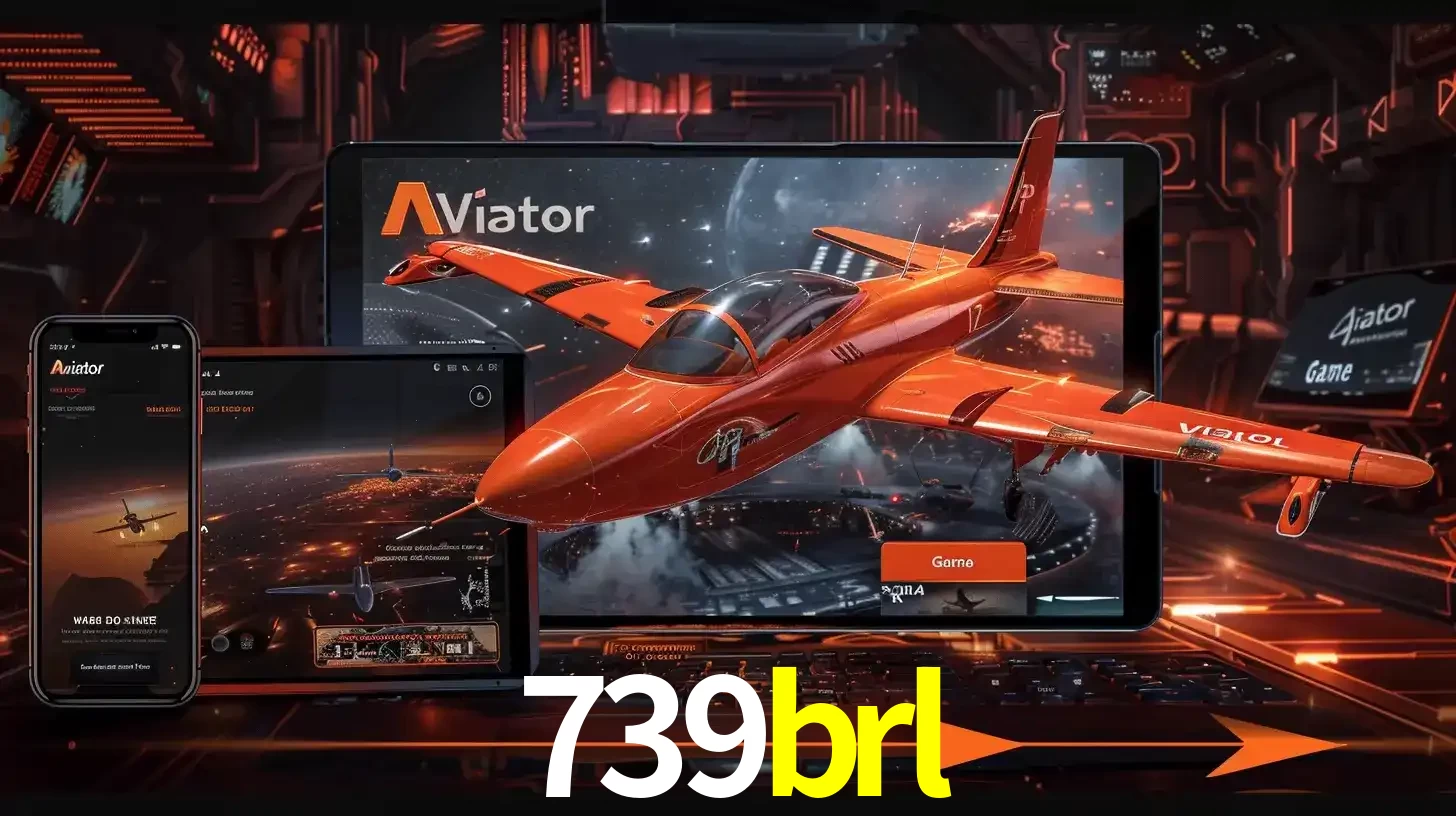 Apresentação tecnológica do jogo Aviator com um avião saindo da tela de um tablet, demonstrando a experiência imersiva em múltiplos dispositivos no 739brl.